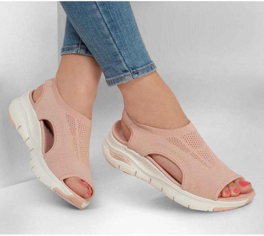 Skechers peep best sale toe wedges