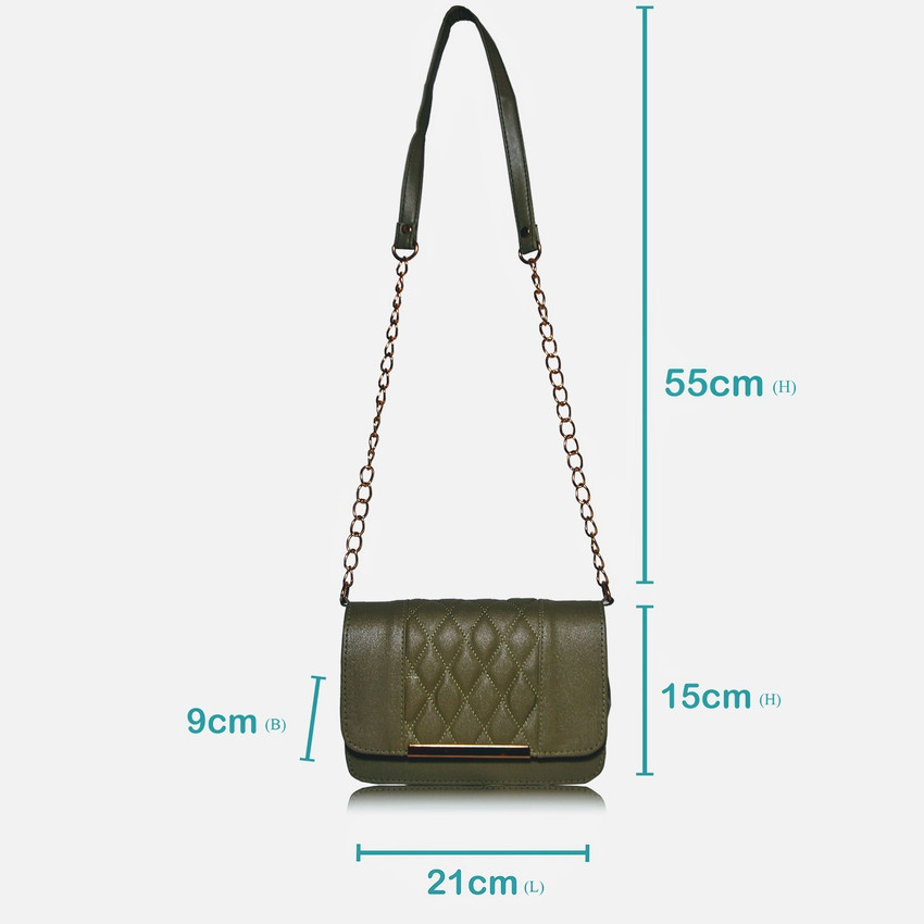 Coloris Green Sling Bag Stylish sling bag with golden chain green Price in India Flipkart