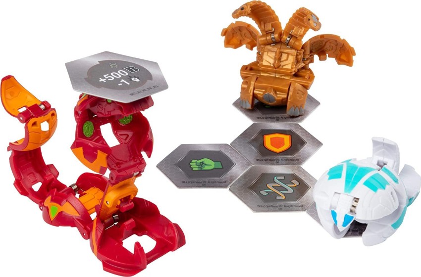 Bakugan Starter Pack 3-Pack, Pyrus Trunkaious, Collectible Action Figures,  for Ages 6 and up
