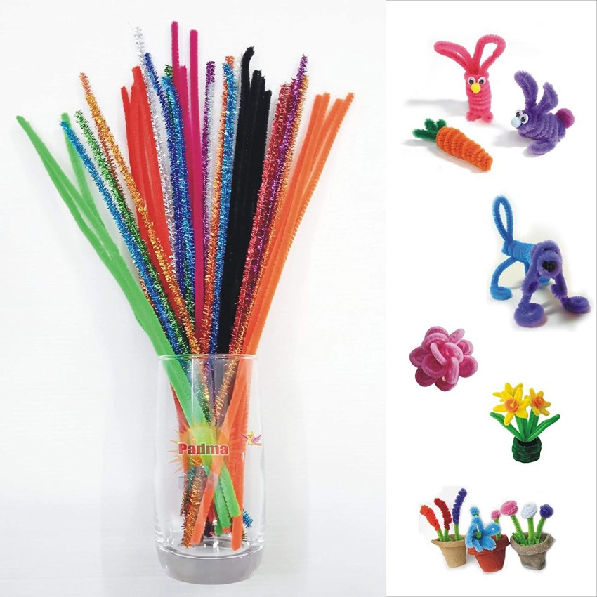 Rainbow Fuzzy Craft Sticks Pipe Cleaners - 50 Count - 12 Inches Long