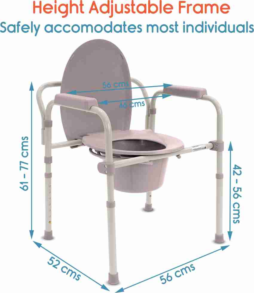 KosmoCare Folding Commode Chair With Seat Cover Online - Kosmochem