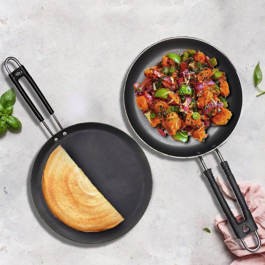 Iron Dosa Tawa, Pizza Pan, Roti Tawa with Ladle, 28cm