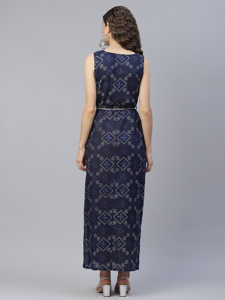 AKS Women Maxi Dark Blue Dress - Buy AKS Women Maxi Dark Blue Dress Online  at Best Prices in India