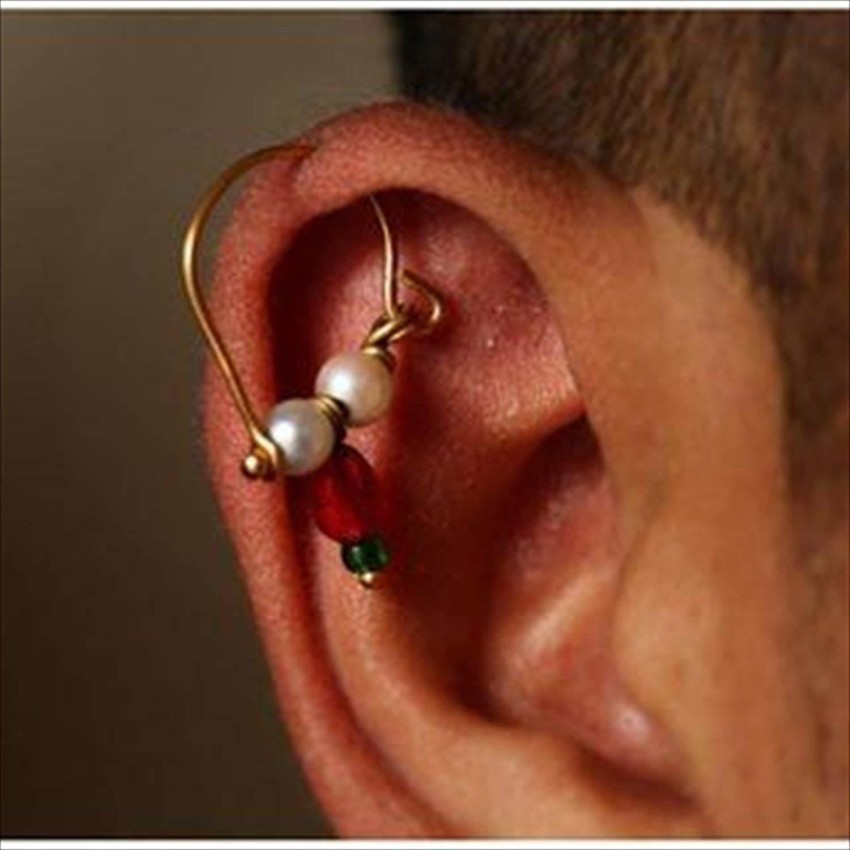 ethnic 18kt gold earrings upper ear earrings barbells piercing jewellry  india  eBay