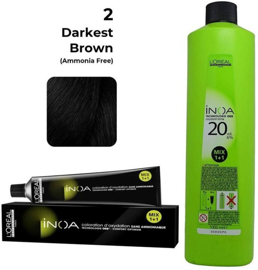 L039Oreal Professional INOA Hair Color Tubes No2 Darkest Brown And 6  Developer  eBay