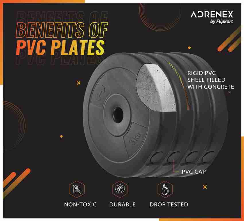 Adrenex by Flipkart 12 Kg with Curl Rod Weight Plates PVC