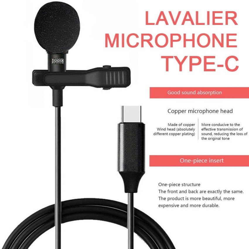 POZUB condenser Lavalier Microphone for USB Type-C Lapel Microphone Collar  Clip Mic Microphone - POZUB 