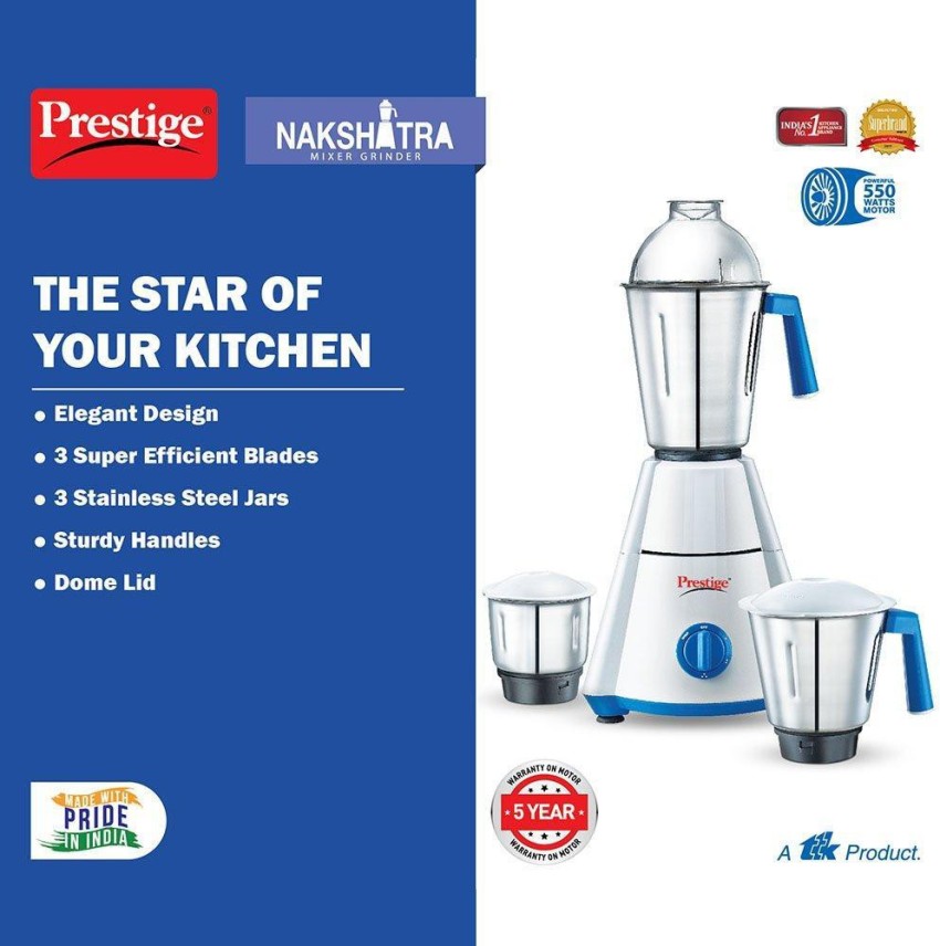 Prestige Nakshatra 3 Jar Mixer grinder 550 W PNM 550G 550 Mixer