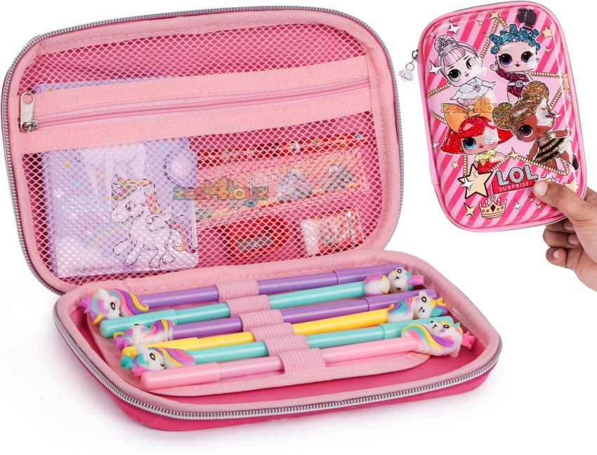 Zest 4 Toyz Cute Fur Pencil Pouches for Girls, Multipurpose  Stylish Pencil Case, Pencil Box, Makeup Purse ,Pencil Case Pouch Organizer  for Kids- Pink Pencil Case For Kids Art EVA
