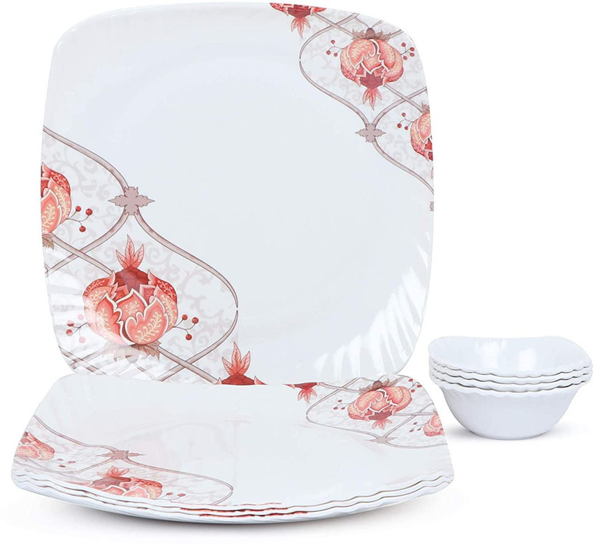 Golden Fish Orchid Melamine Square Full Dinner Plates Veg. Bowl
