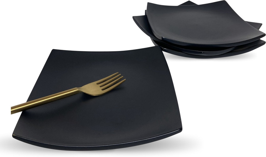 Black square dinner plates clearance