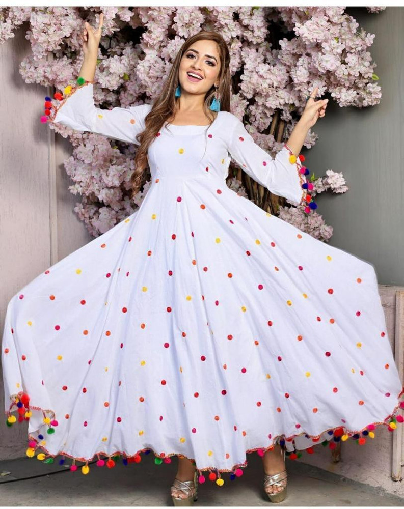White anarkali dress flipkart store
