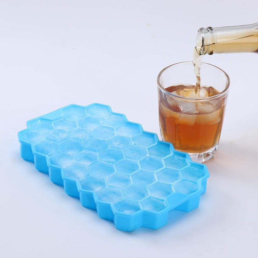 Honeycomb Design Ice Cube Tray w/Cover (Teal)