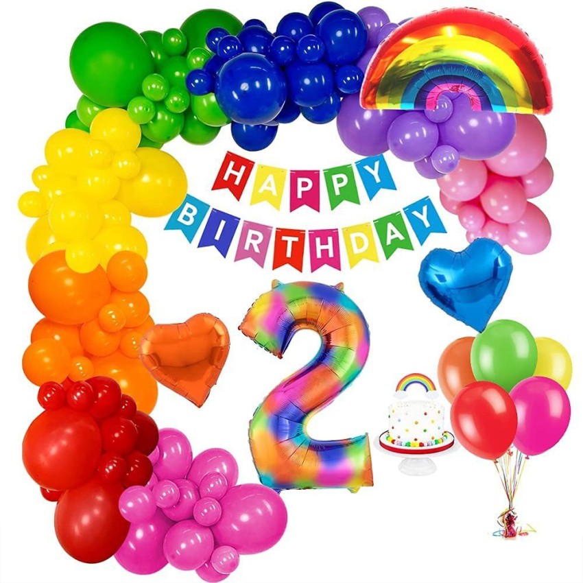 Party Propz 2nd Birthday Decorations Kit For Baby Boy & Girl Rainbow  Birthday Theme Decoration Combo - Rainbow 2nd Birthday Decorations Kit For  Baby Girl & Boy with Multicolor Happy Birthday Bunting