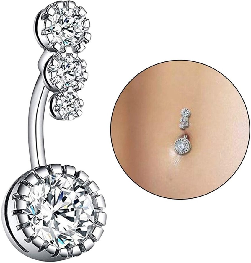 Rhinestone Dangle Belly Button Ring Waist Chain Drop Pendant