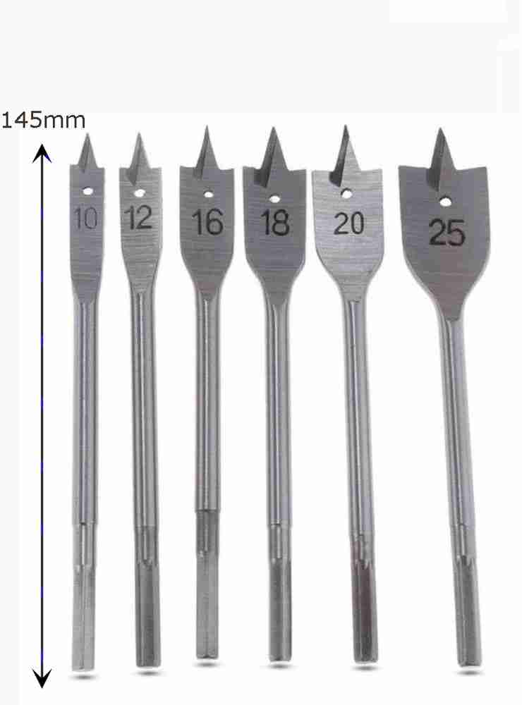 Inditools flat drill bit set of 6pcs made of tempered steel for wood working Heat Treated And Tempered For Long Lasting Strength Price in India Buy Inditools flat drill bit set