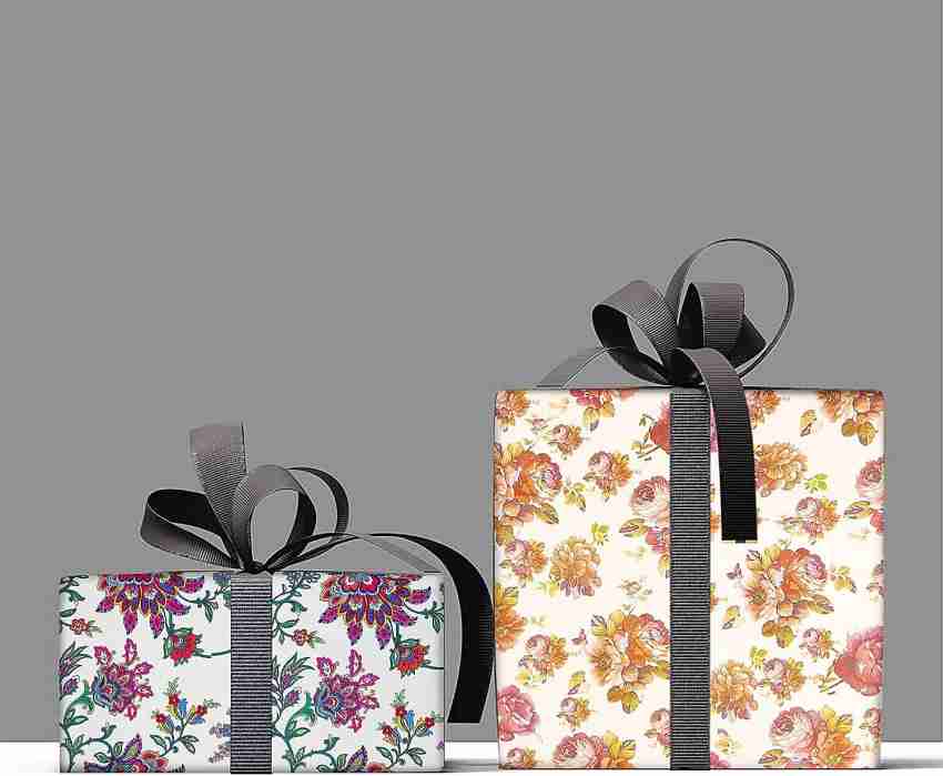 10pcs Glitter Decor Gift Wrapping Paper, 50x66cm Black Flower Wrap