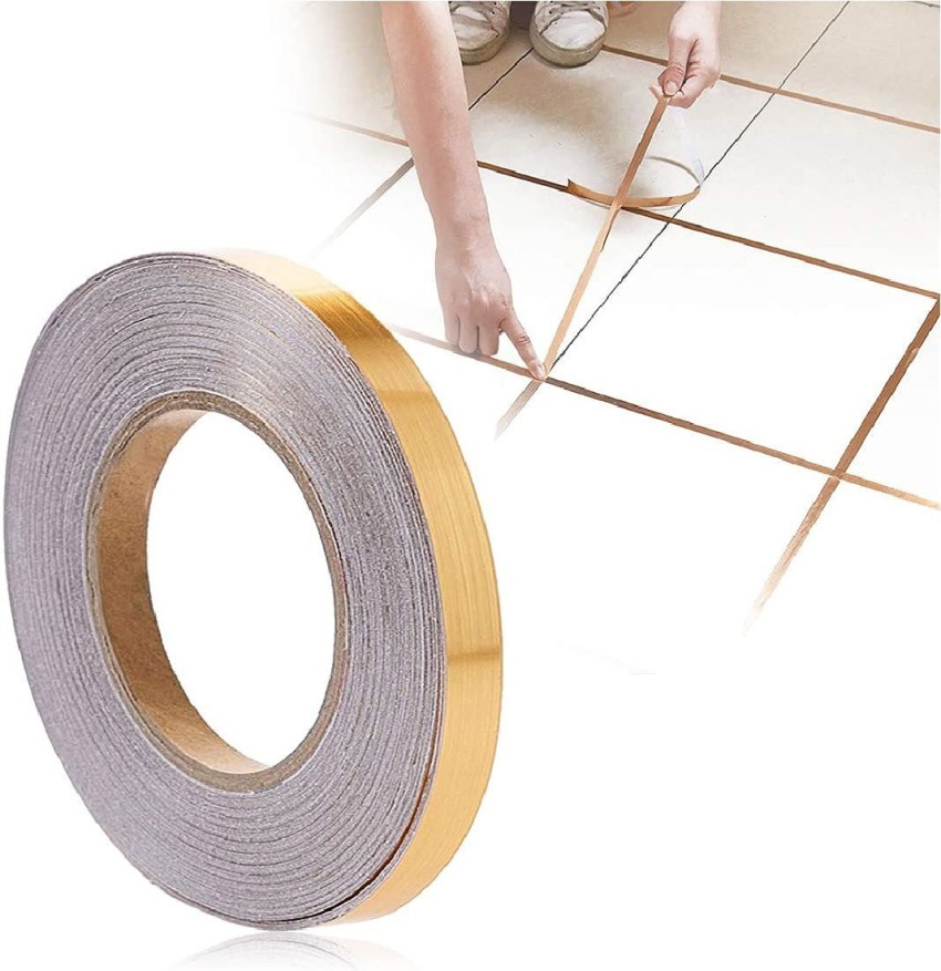 PRM Tile Gap Sticker Waterproof | 50 Meters Golden Tape, Self adessive |  Tile Stickers for Flooring |Tile Decoration Tape | Gap Sealing Tape Strip 