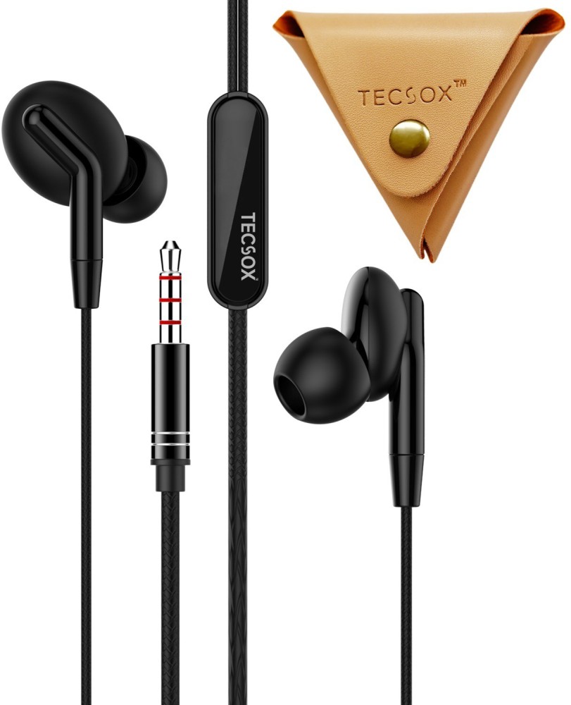 TecSox Roar wired In Ear headphones with mic High Quality Leather