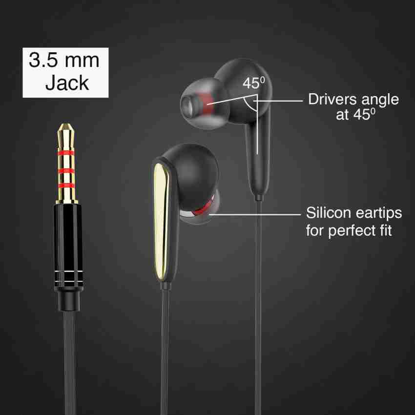 TecSox BassBuds Earphones with Mic High BASS 12mm Powerful