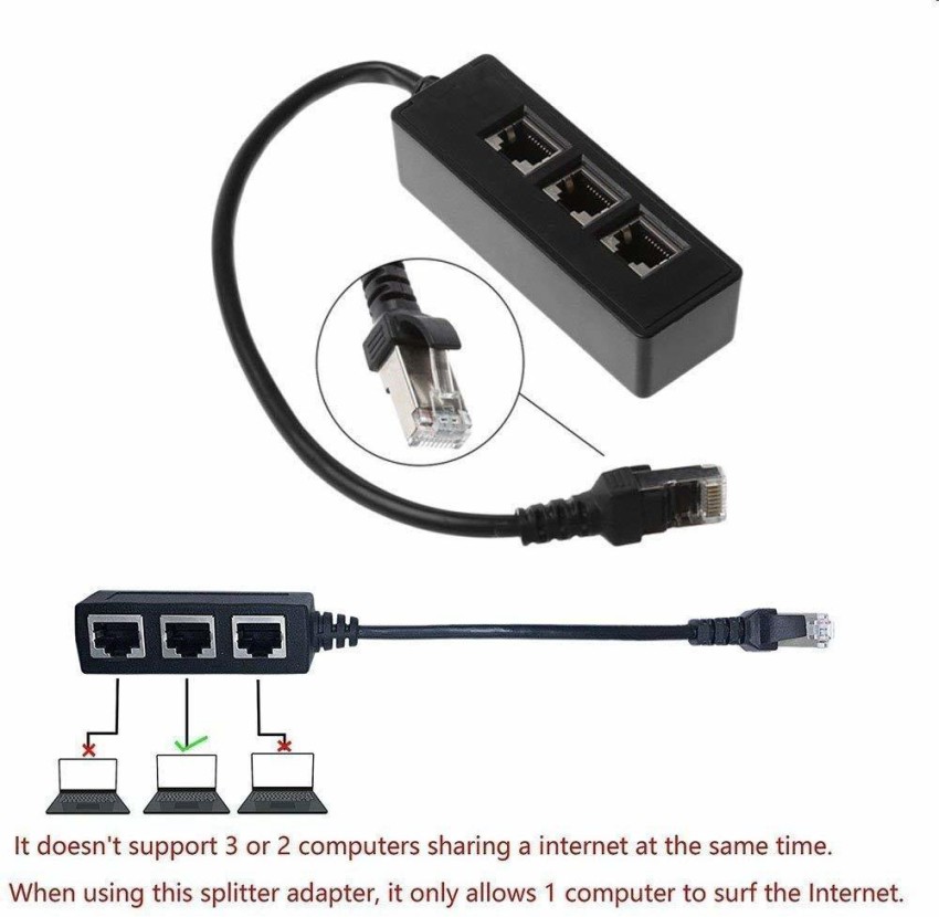 SinLoon (1-Pair) RJ45 Splitter Adapter, Ethernet Cable Splitter, RJ45  Network Extension Connector Ethernet Cable Sharing Kit with 2 PCS RJ45  Cable for