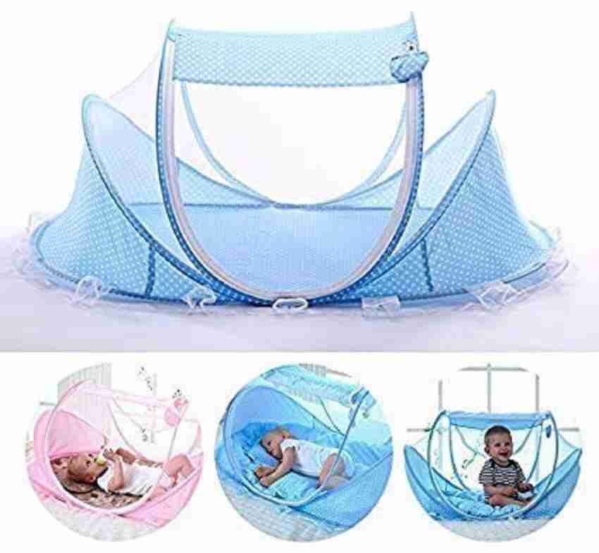 REPLEX Nylon Kids Washable Nylon Kids Baby Bed Mosquito Net Portable  Folding Bed Pop Up Summer Travel Crib with Mosquito Net Baby Cot Newborn Baby  Bed for 0-3 Years Baby Beach Tent
