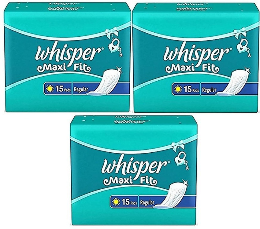whisper maxi fit regular 15 pads