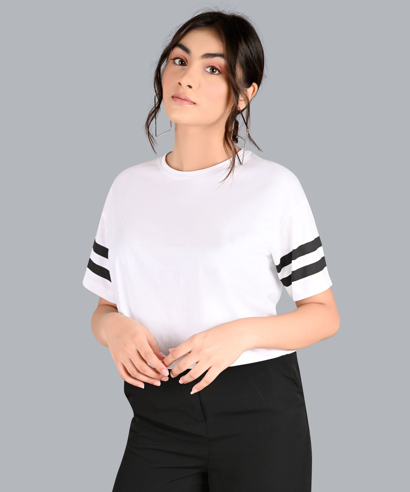 Yellow Clip Striped Women Round Neck White T Shirt Buy Yellow Clip Striped Women Round Neck White T Shirt Online at Best Prices in India Flipkart