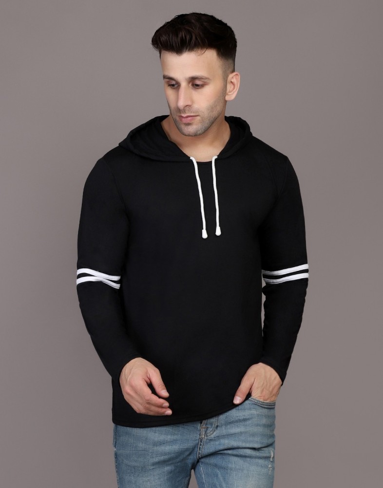 Mens black hooded 2025 t shirt