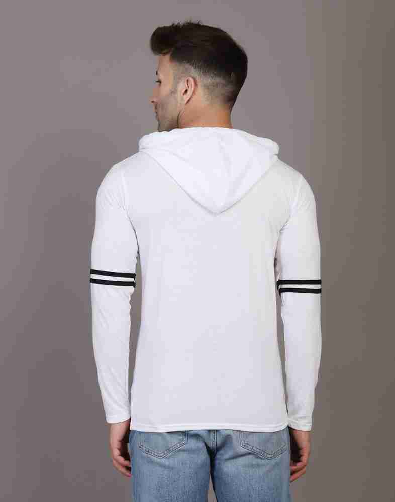 Mens white hooded t shirt online