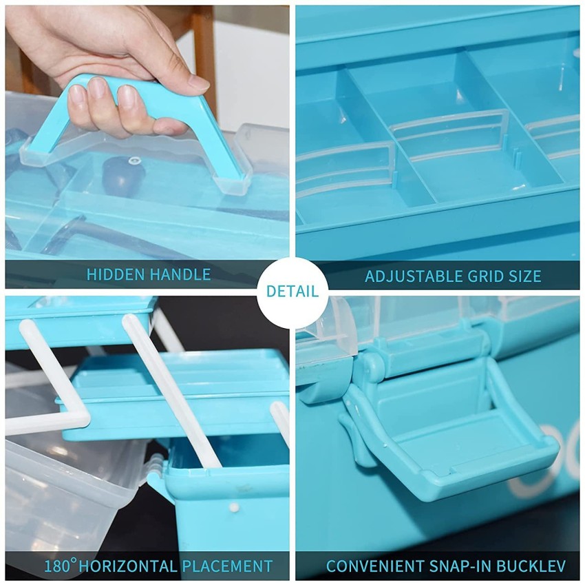 10 Inch Folding Three-Layer Multipurpose Storage Tool Box/Art & Crafts  Case/Sewing Supplies Organizer/Medicine Box/Family First Aid Box Practical  Con