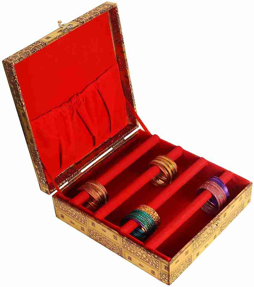 The Pottery Hut Wooden Velvet Bangle Box Bangle Organizer Box