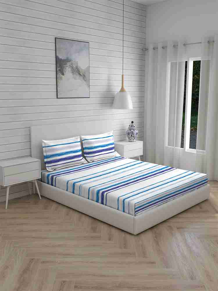 Lv enterprises 160 TC Satin Double Striped Flat Bedsheet - Buy Lv  enterprises 160 TC Satin Double Striped Flat Bedsheet Online at Best Price  in India