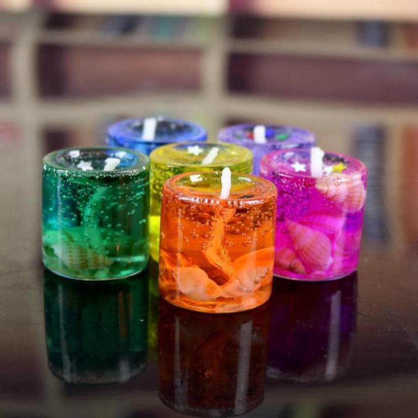 Gel Candles for Home Decor Small Multicolour (Set of 6)