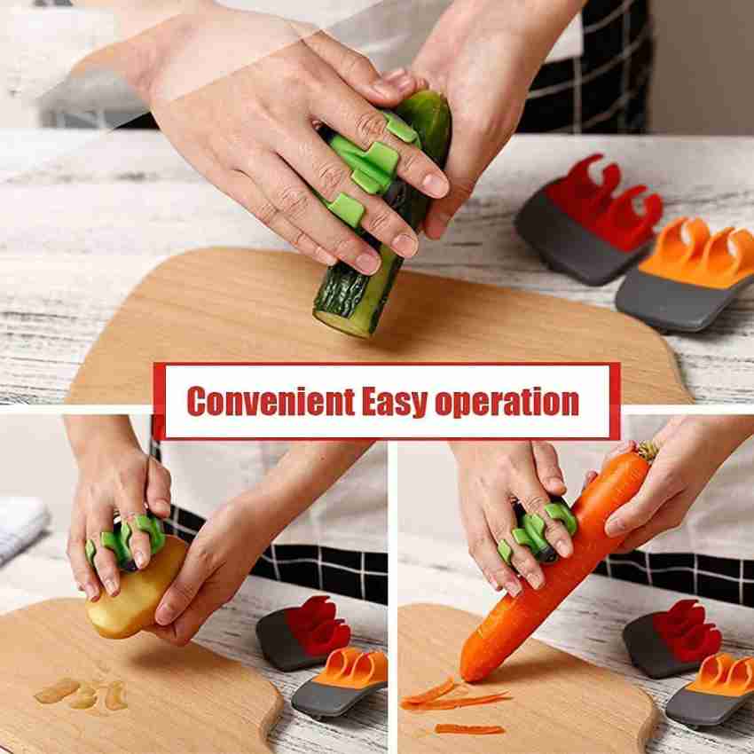 Popular Smart Kitchen Gadgets Plastic Stainless steel double finger apple  fruit palm peeler Vegetable peeler