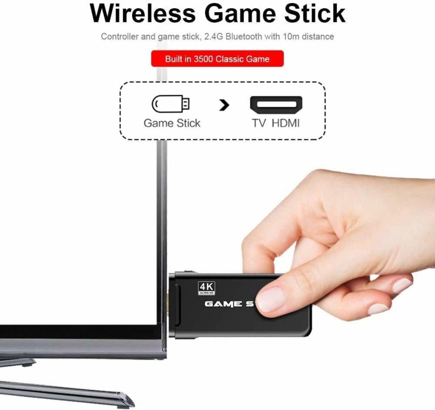Wireless Retro Game Console, 64G Game Stick Built in 40,000 Games, 40+  Emulators, Dual Wireless Controllers, Plug & Play Video Game Consoles, 4K  HDMI