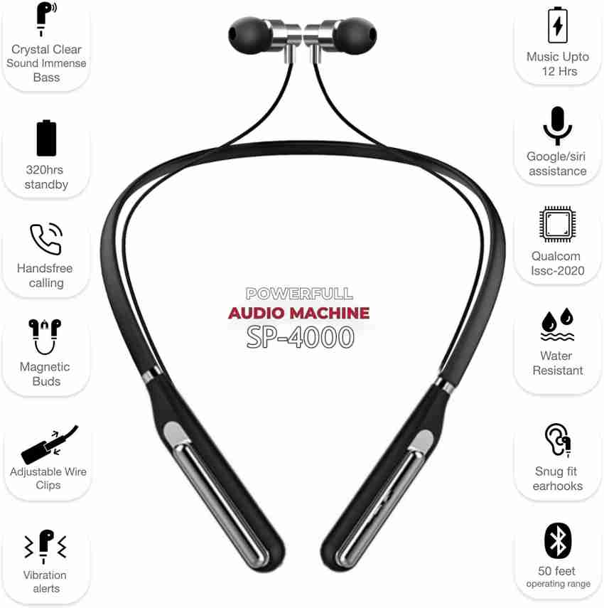 Meyaar SP 4000 Magnetic Metal Wireless Neckband With 20 Hrs Music