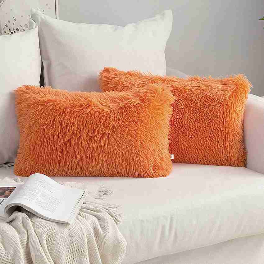 Orange sale fur cushions