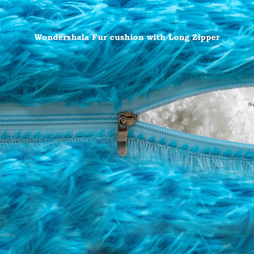 Turquoise store fur pillow