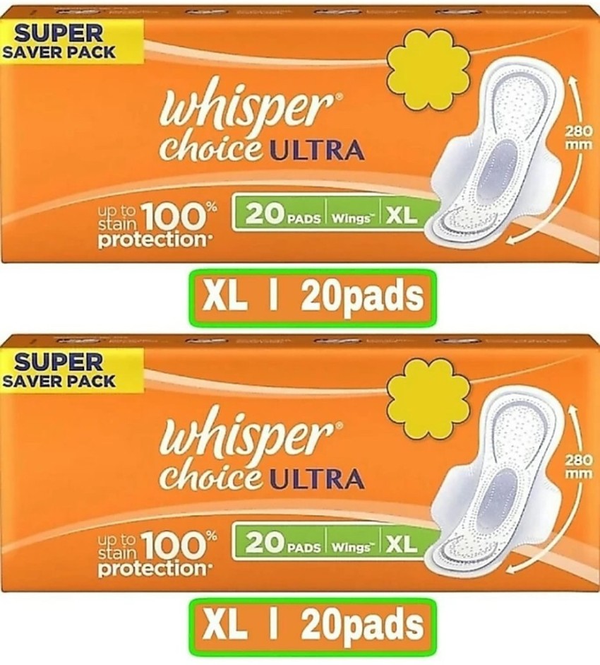 Whisper Choice Ultra XL- 20+20 Pads Sanitary Pad, Buy Women Hygiene  products online in India