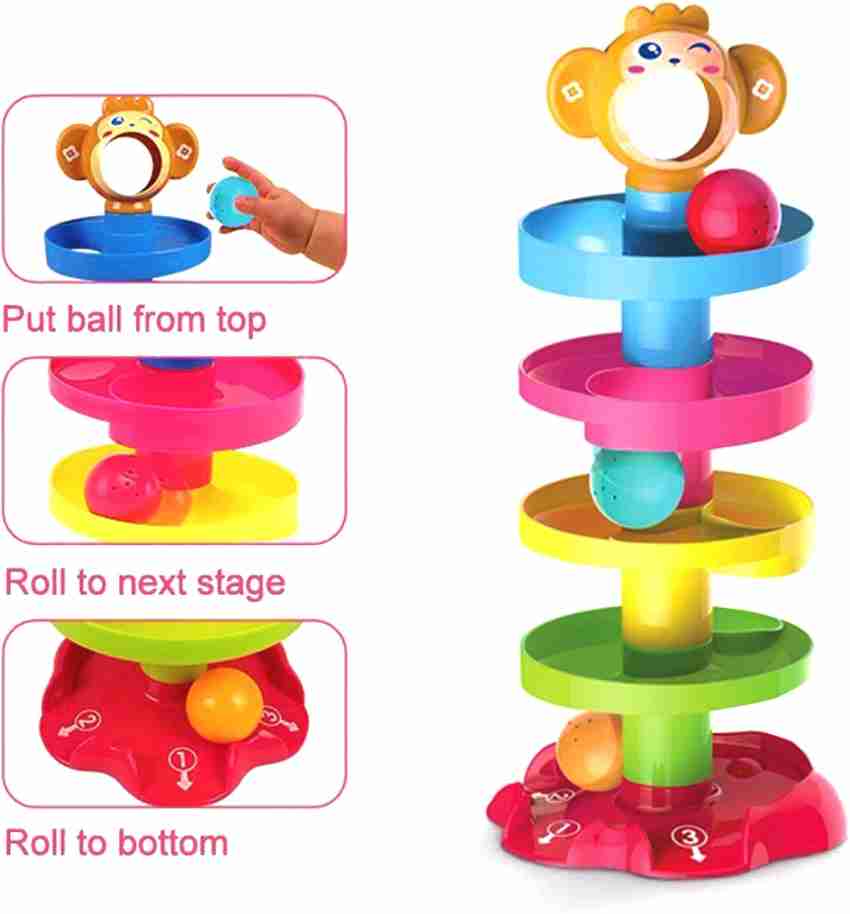 Mummas Kidz ROLL BOLL TOY STACKING TOY WITH 3 BALLS AND STACKS ROLLING BALL FOR KIDS EARLY EDUCATION ROLL BOLL TOY STACKING TOY WITH 3 BALLS AND STACKS ROLLING BALL FOR KIDS EARLY