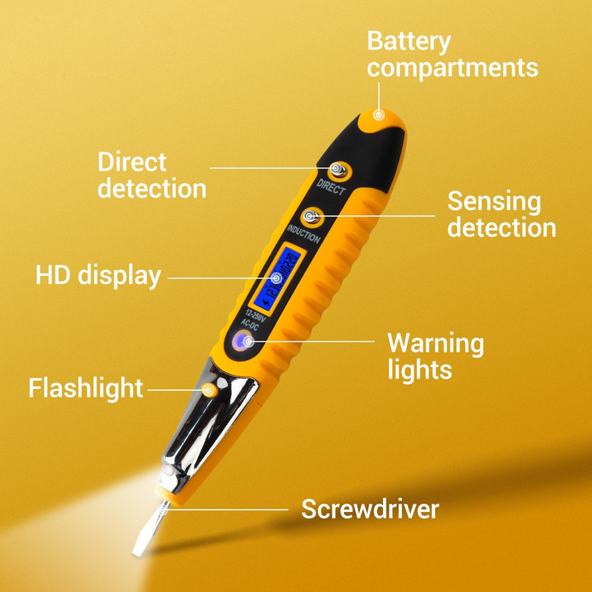 uptodatetools Electrical Tester Pen Screwdriver 12 250V AC DC Outlet Circuit Voltage Detector Test Pen With Night Vision Power Meter Digital Voltage Tester Price in India Buy uptodatetools Electrical ...