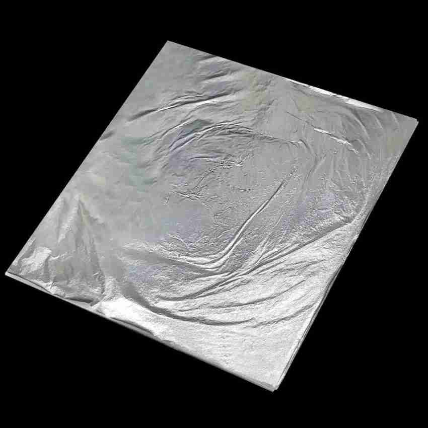 Homemaxs 100 Sheets 9x9cm Imitation Silver Leaf Sheet Foil Paper for Manicure Clay Gilding Paint Arts Makeup Crafting Decoration (Silver), Adult Unisex