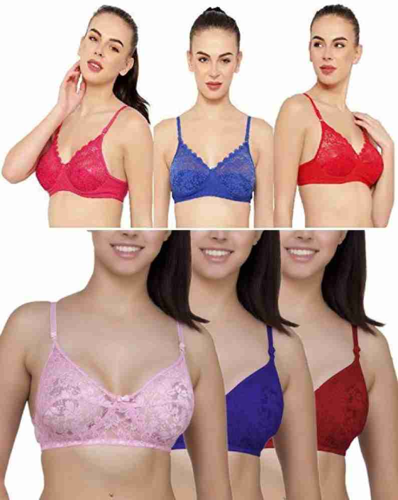 EMVKY Premium Selection Transparent net lacy Bra for Women Combo Pack of 6  Women Full Coverage Non Padded Bra - Buy EMVKY Premium Selection  Transparent net lacy Bra for Women Combo Pack
