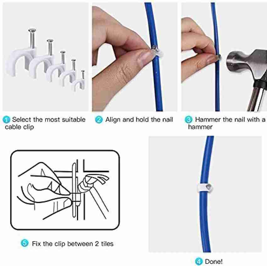 Tom & Gee Wire Fastener Circle Cable Clips with Metal Nail, Cable Protector  (Pack of 100, 8 MM) Plastic Hook & Loop Cable Tie Price in India - Buy Tom  & Gee