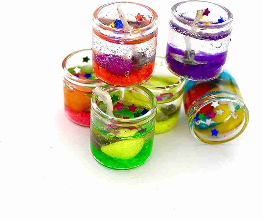  VR Creatives Small Glass Jelly Gel Candles Decor Gel Wax  Smokeless Decorated Mini Candles for Home Decor Diwali  Decoration,Spa,Birthdays Party,Festivals Christmas (Set of 6,Size- 2.5x2.5  cm) : Home & Kitchen