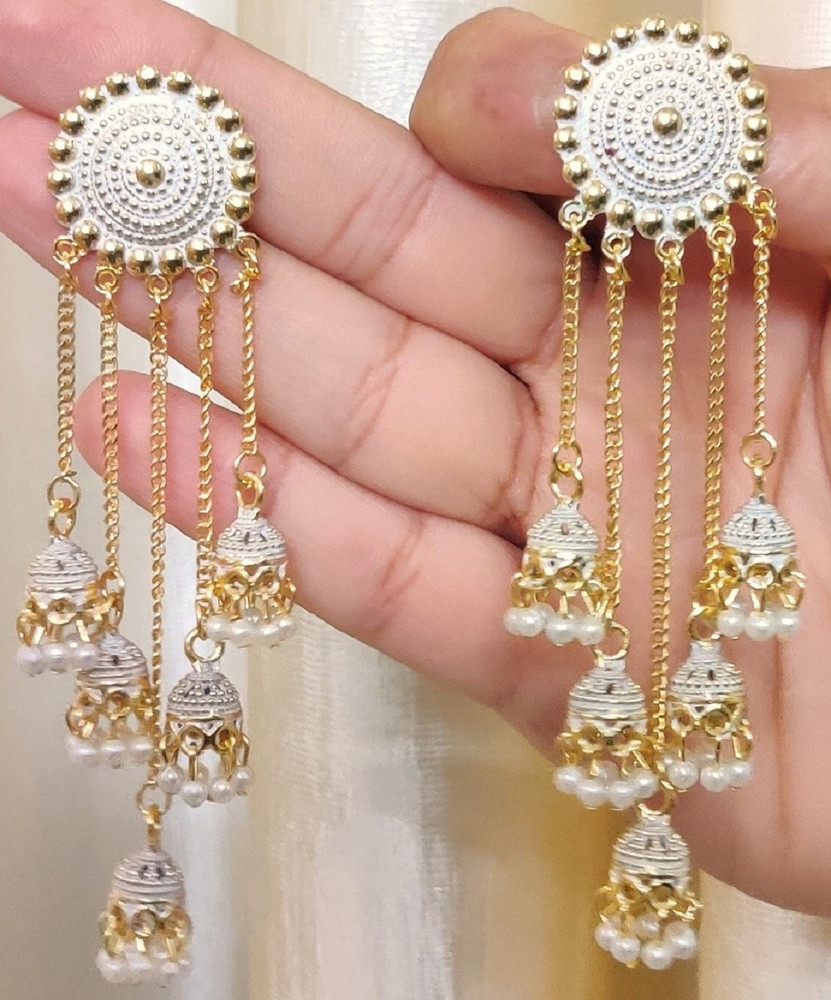 Buy MONKDECOR 5 Layer Latkan Earring For Girls and Women. White Color Brass Jhumki Earring Online at Best Prices in India Flipkart