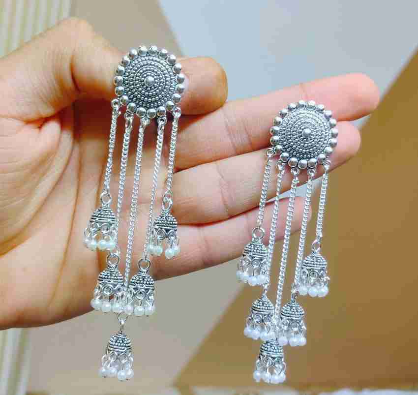Flipkart Buy MONKDECOR 5 Layer Latkan Earring For Girls and Women. Silver Color Brass Jhumki Earring Online at Best Prices in India