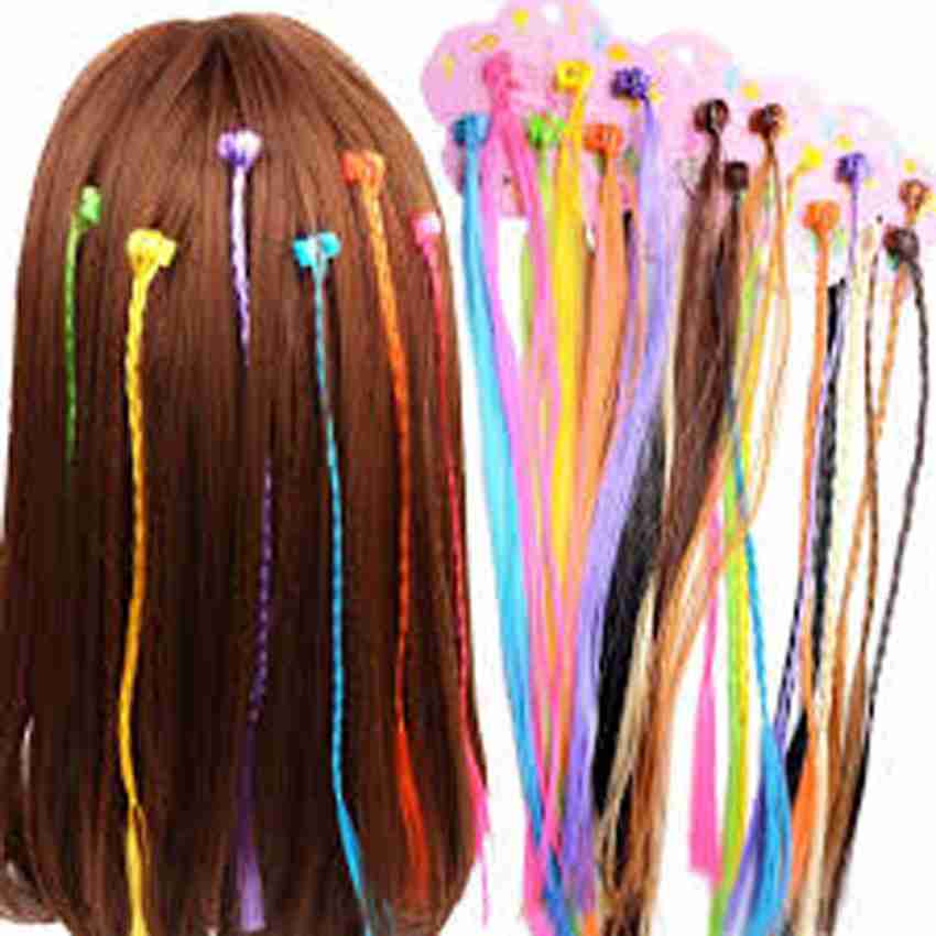 Hair Extensions Clips Wig Clip Extension Rainbow Unicorn Girls Braided  Colored Wigs Braiding Little Girl Fake Pieces
