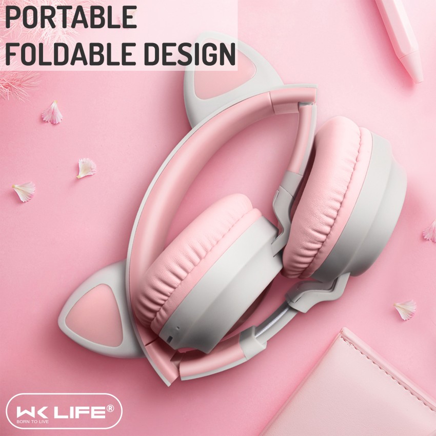 Wk Life Kids Headphones Wireless, Girls/Boys Cat Ear Bluetooth